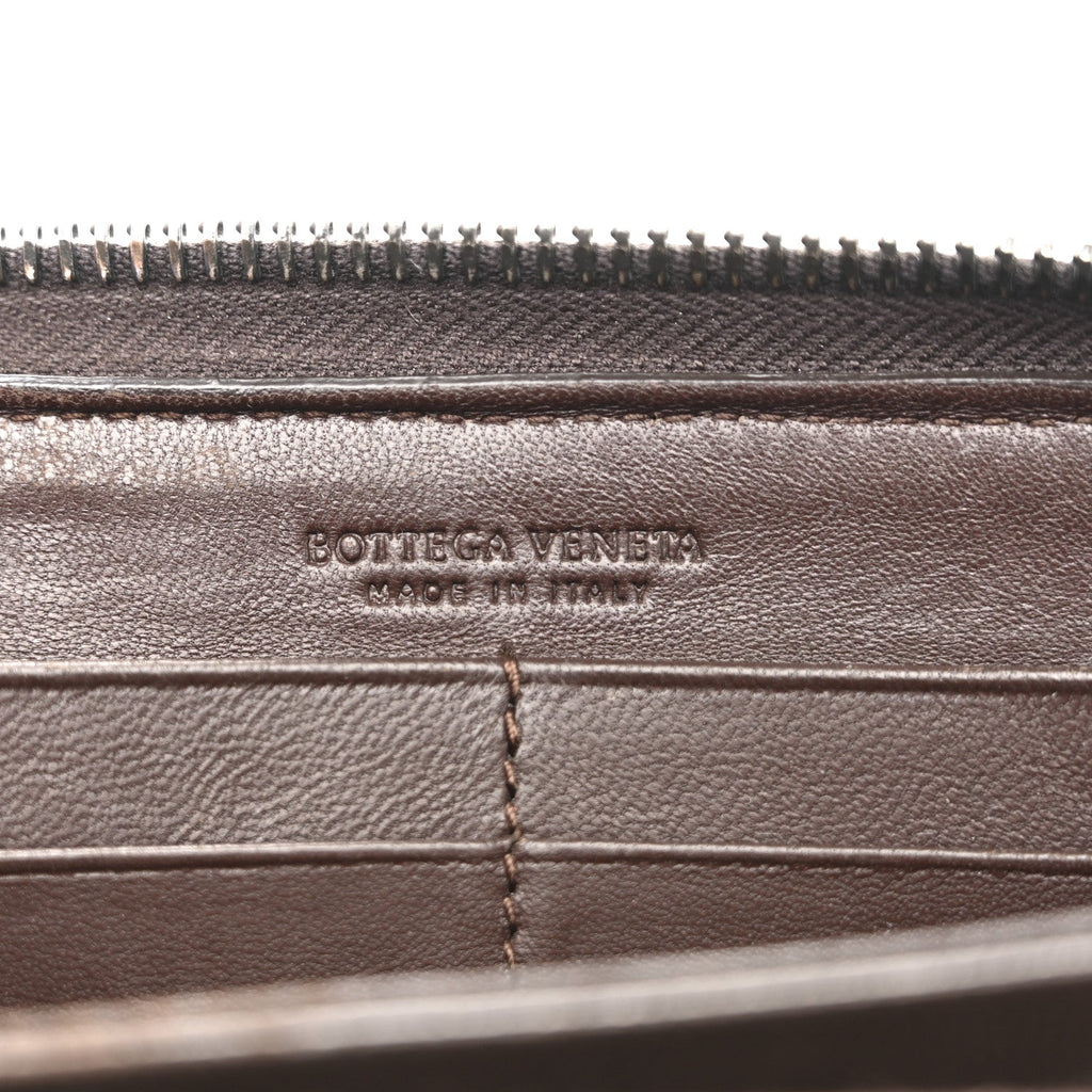 Nappa Intrecciato Zip Around Wallet Ebano
