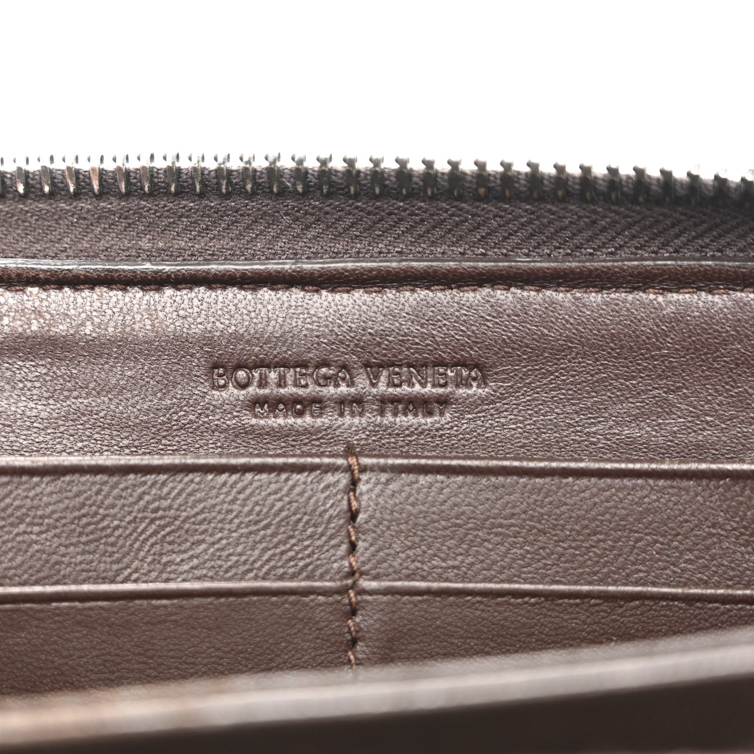 Nappa Intrecciato Zip Around Wallet Ebano