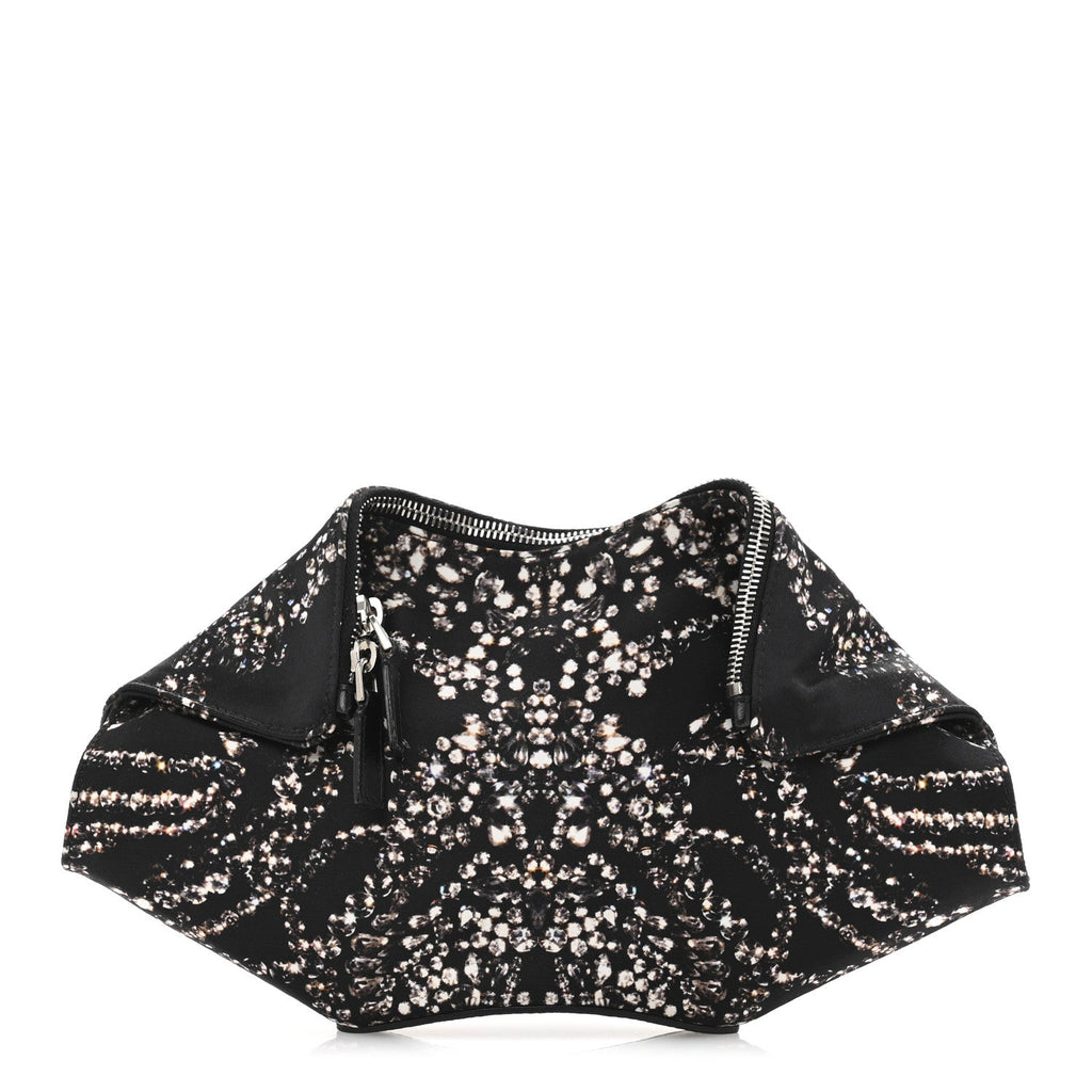 Silk Dandelion Print De Manta Clutch Black