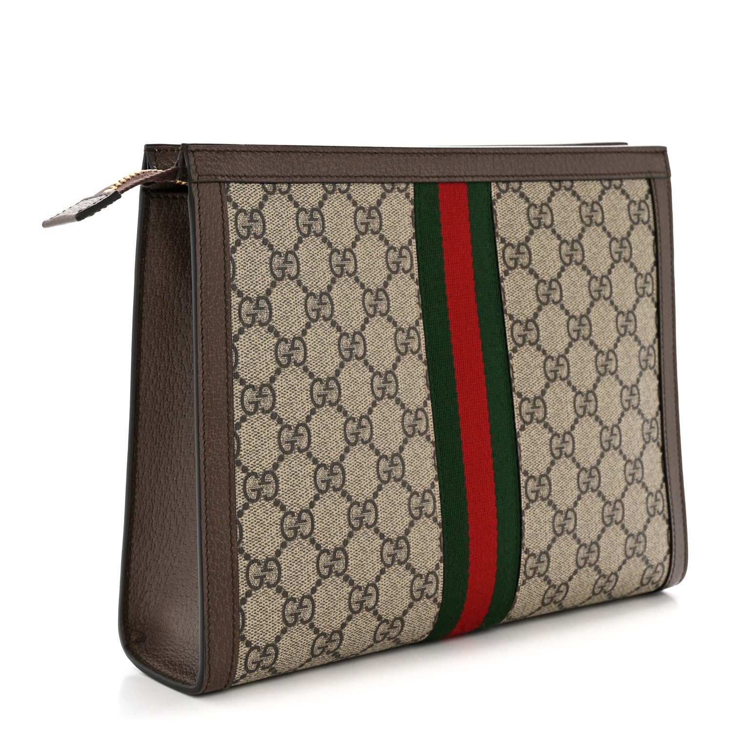 GG Supreme Monogram Web Ophidia Pouch Brown