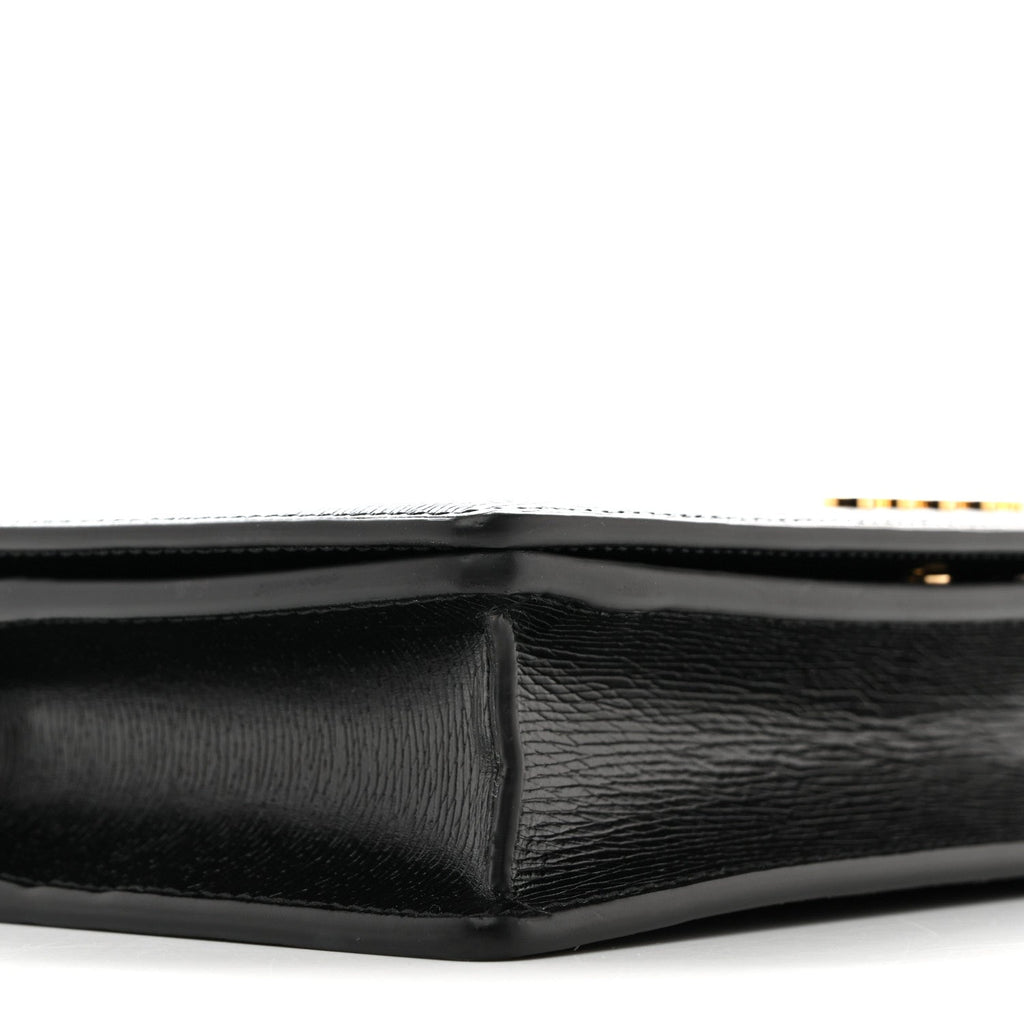 Textured Calfskin Script Logo Wallet On Chain Black