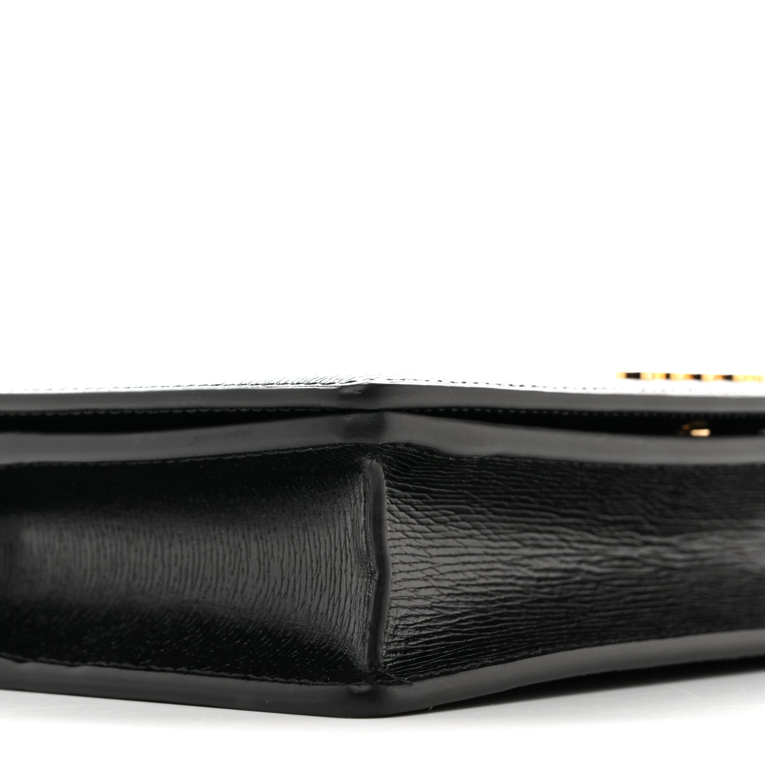 Textured Calfskin Script Logo Wallet On Chain Black