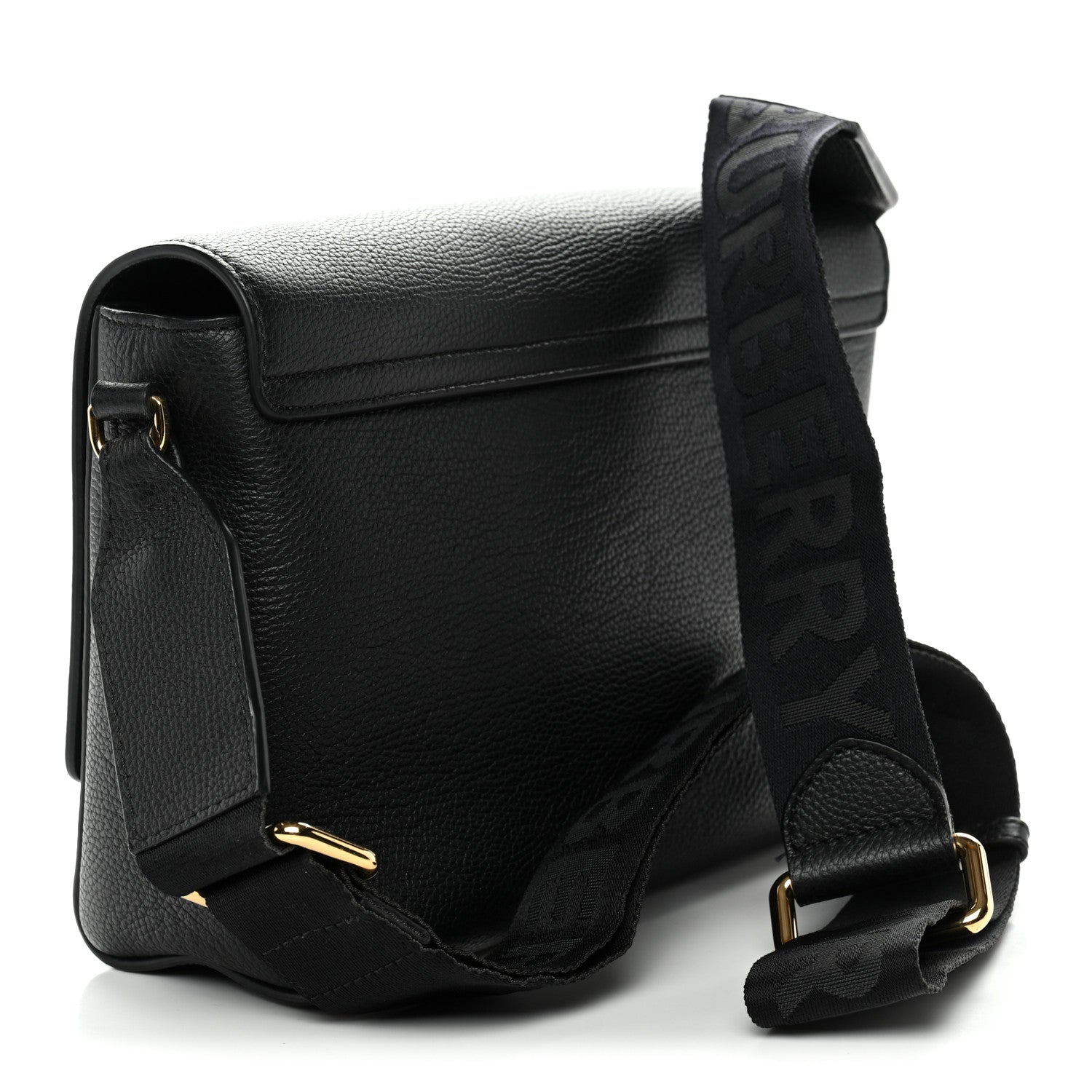 Coated Canvas Calfskin Vintage Check Medium Note Crossbody Bag Black