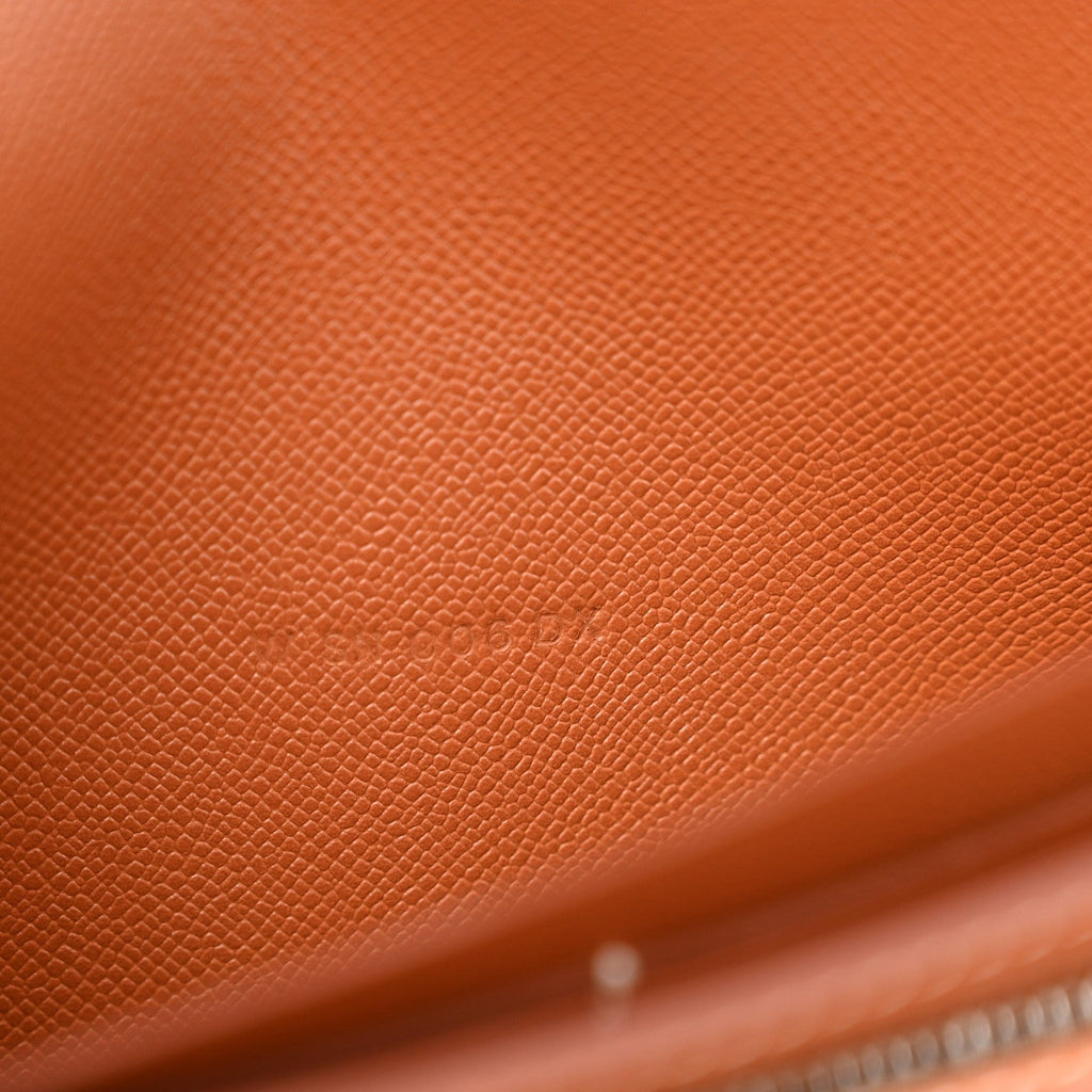 Madame Calfskin Kelly Pocket Long Wallet Gold