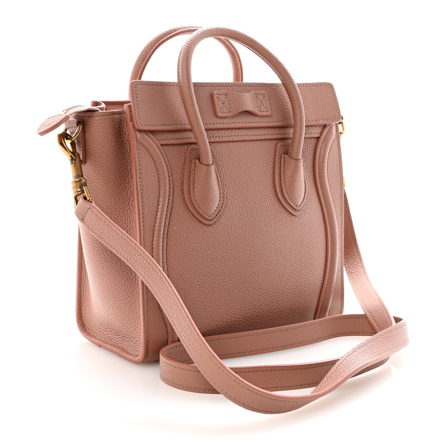 Drummed Calfskin Nano Luggage Antique Rose