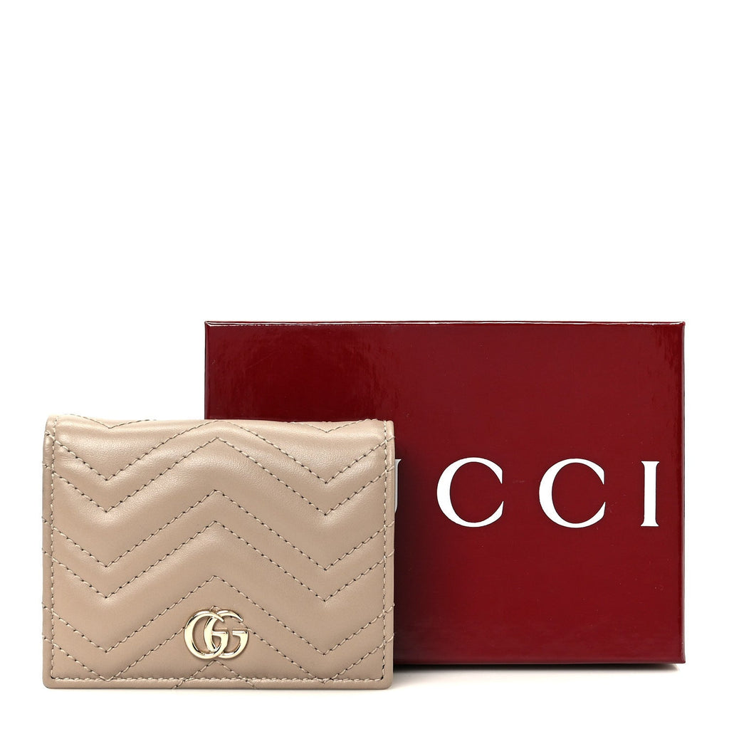 Calfskin Matelasse GG Marmont  Case Wallet Taupe