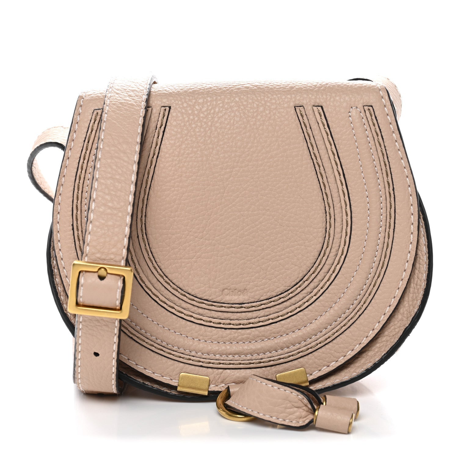 Grained Calfskin Small Marcie Saddle Bag Blossom Pink