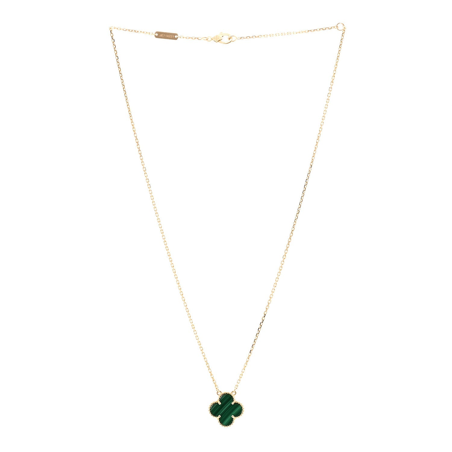 18K Yellow Gold Malachite Vintage Alhambra Pendant Necklace
