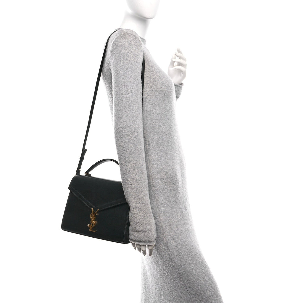 Smooth Calfskin Medium Classic Monogram Cassandra Top Handle Black