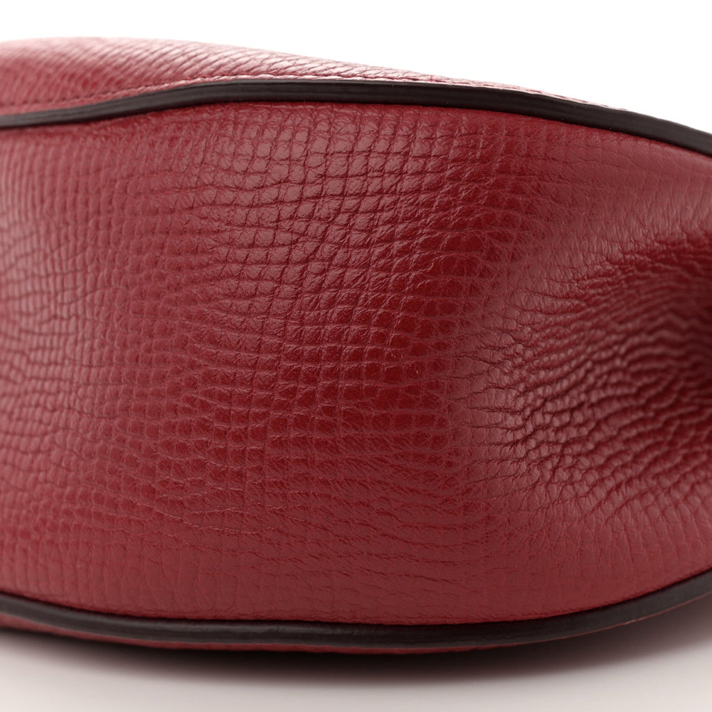 Grained Calfskin Lambskin Bi-Color Drew Shoulder Bag Red