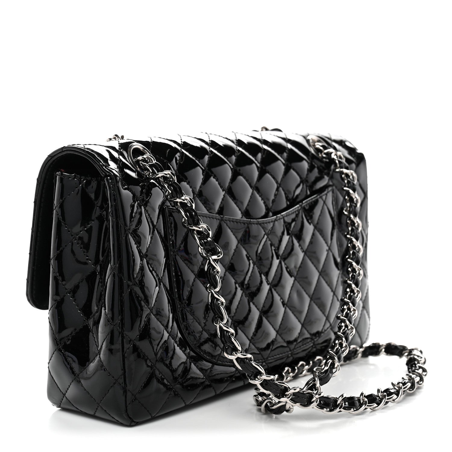 Patent Quilted Secret Label Medium Flap Black