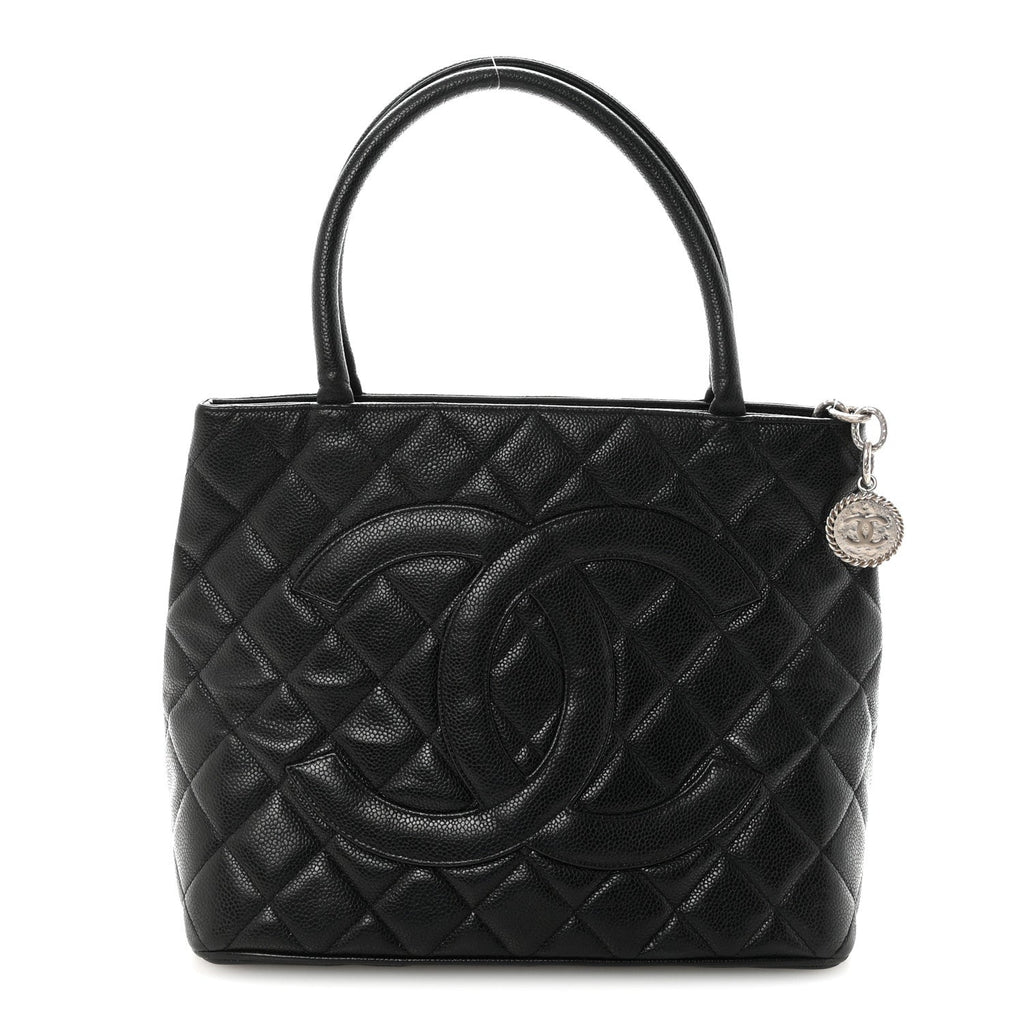 Caviar Quilted Medallion Tote Black