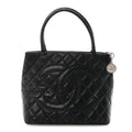 Caviar Quilted Medallion Tote Black