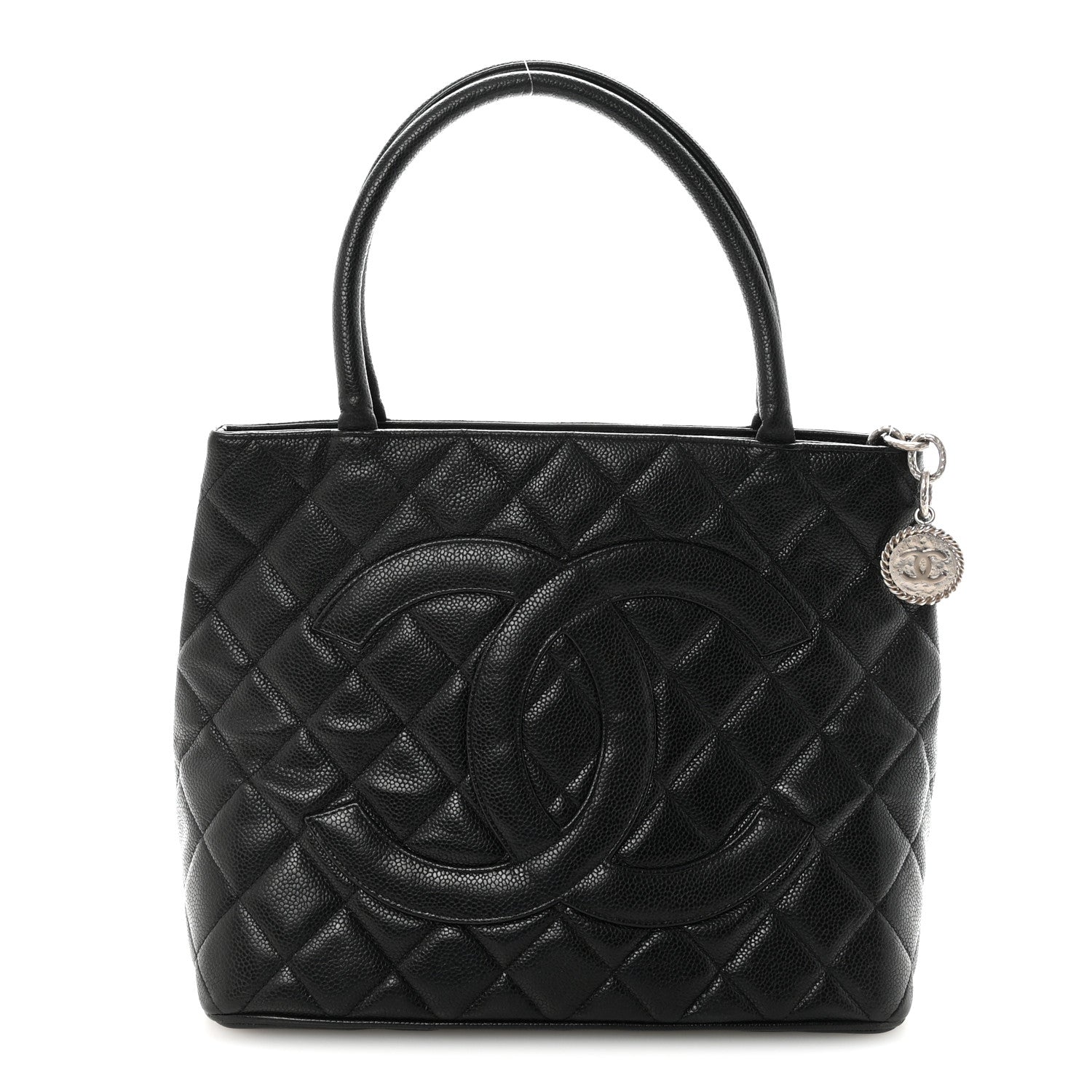 Caviar Quilted Medallion Tote Black