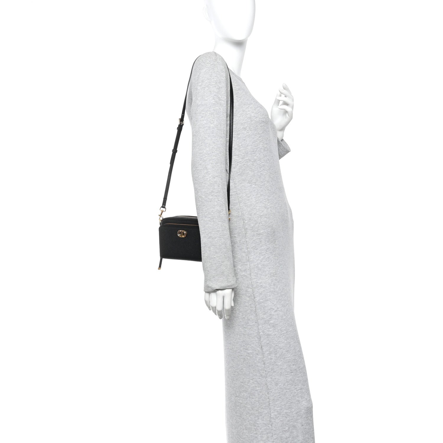 Grained Calfskin Caro Double Pouch Black