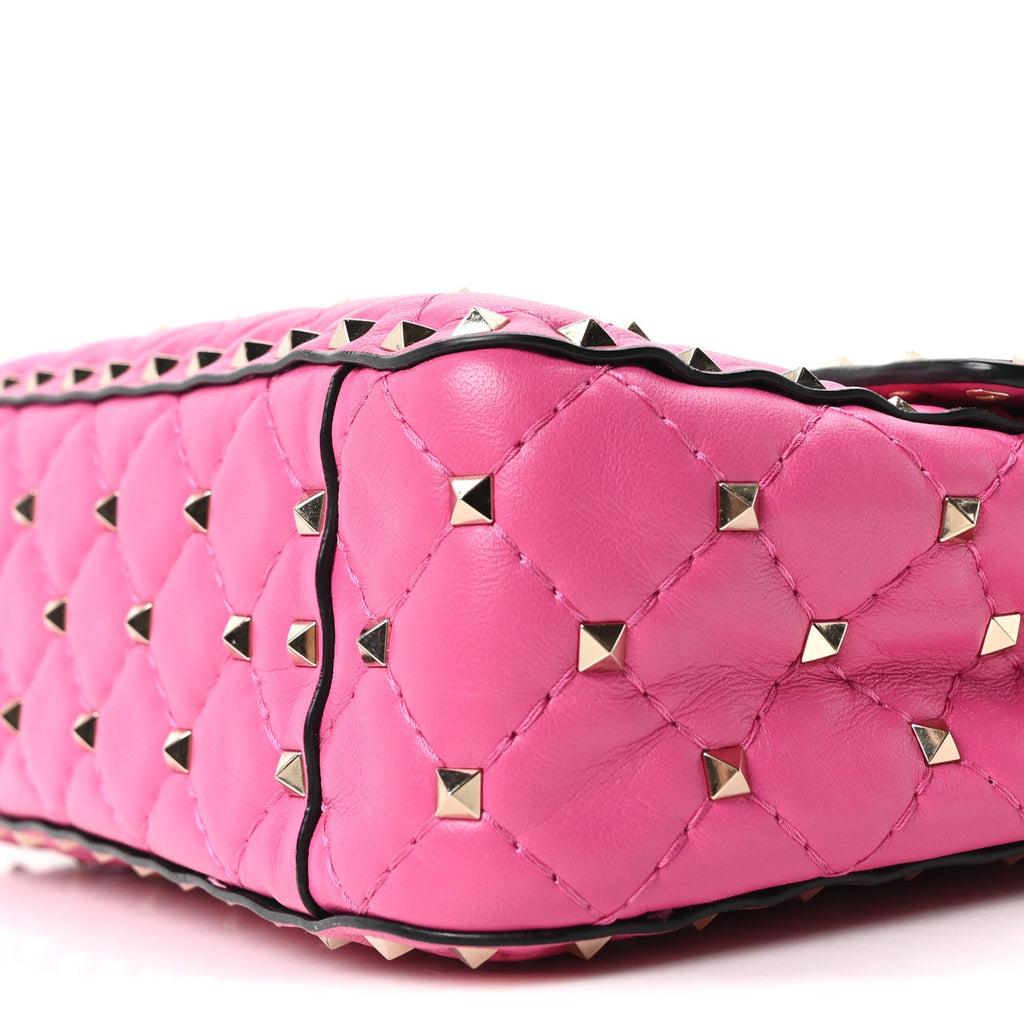 Nappa Medium Rockstud Spike Shoulder Bag Pink Orchid