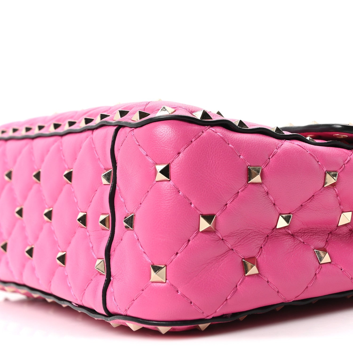 Nappa Medium Rockstud Spike Shoulder Bag Pink Orchid