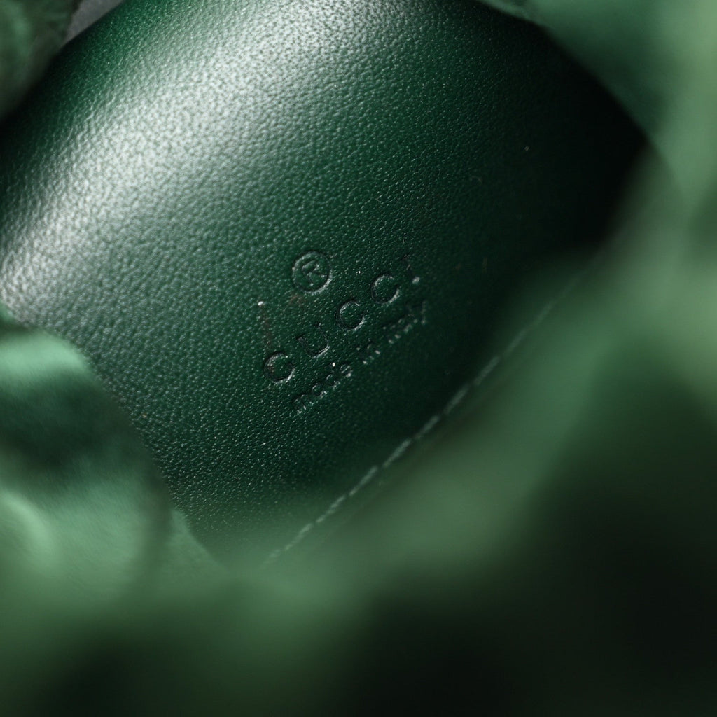 Velvet Matelasse Mini GG Marmont 2.0 Bucket Bag Dark Green