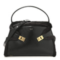 Calfskin Shearling Medium Hug Bag Black