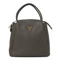 Vitello Daino Soft Medium Zippered Top Handle Bag Bambu
