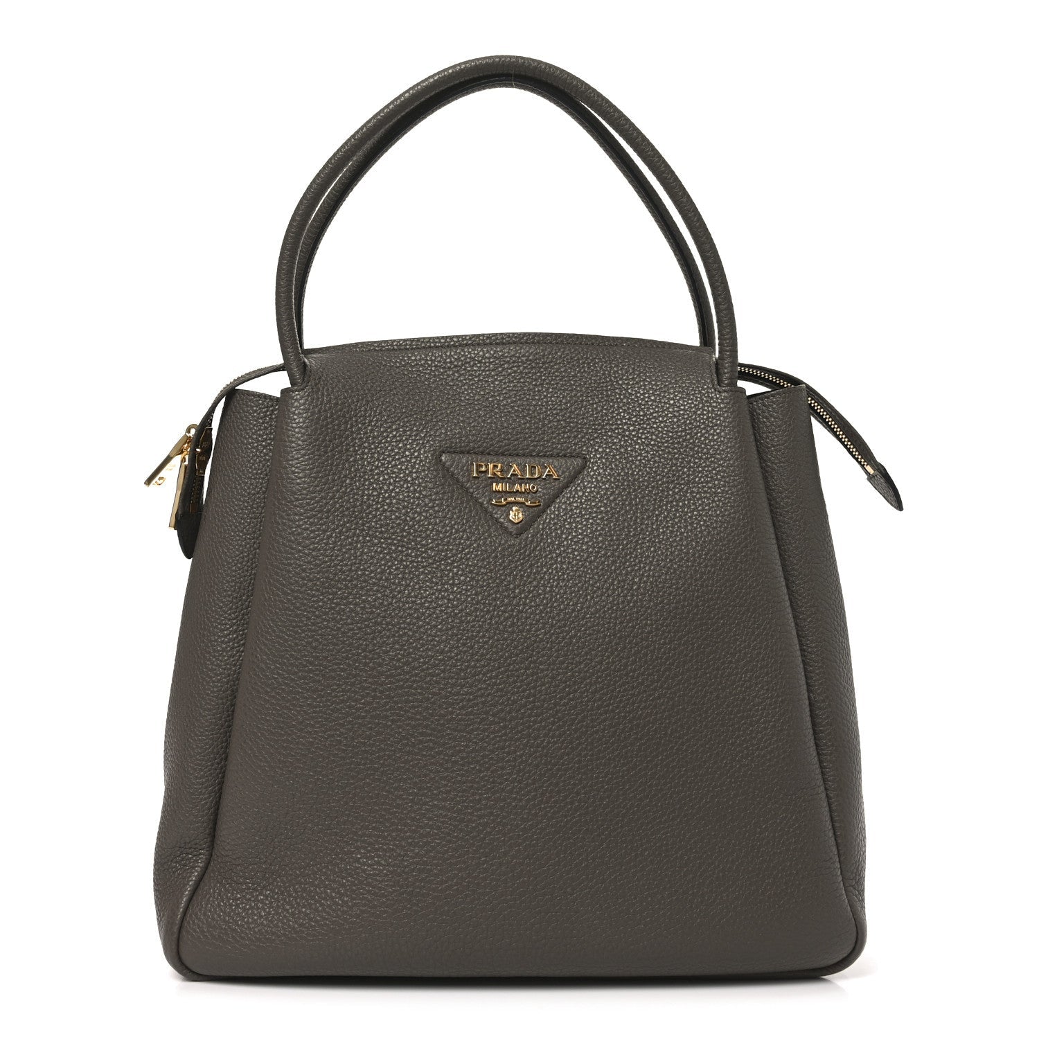 Vitello Daino Soft Medium Zippered Top Handle Bag Bambu