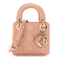 Lambskin Cannage Micro Lady Dior Rose Des Vents