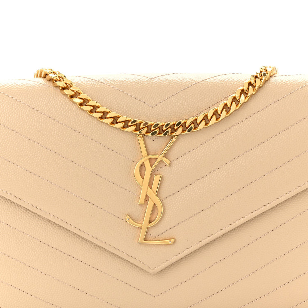 Grain De Poudre Matelasse Chevron Monogram Chain Wallet Nude Powder