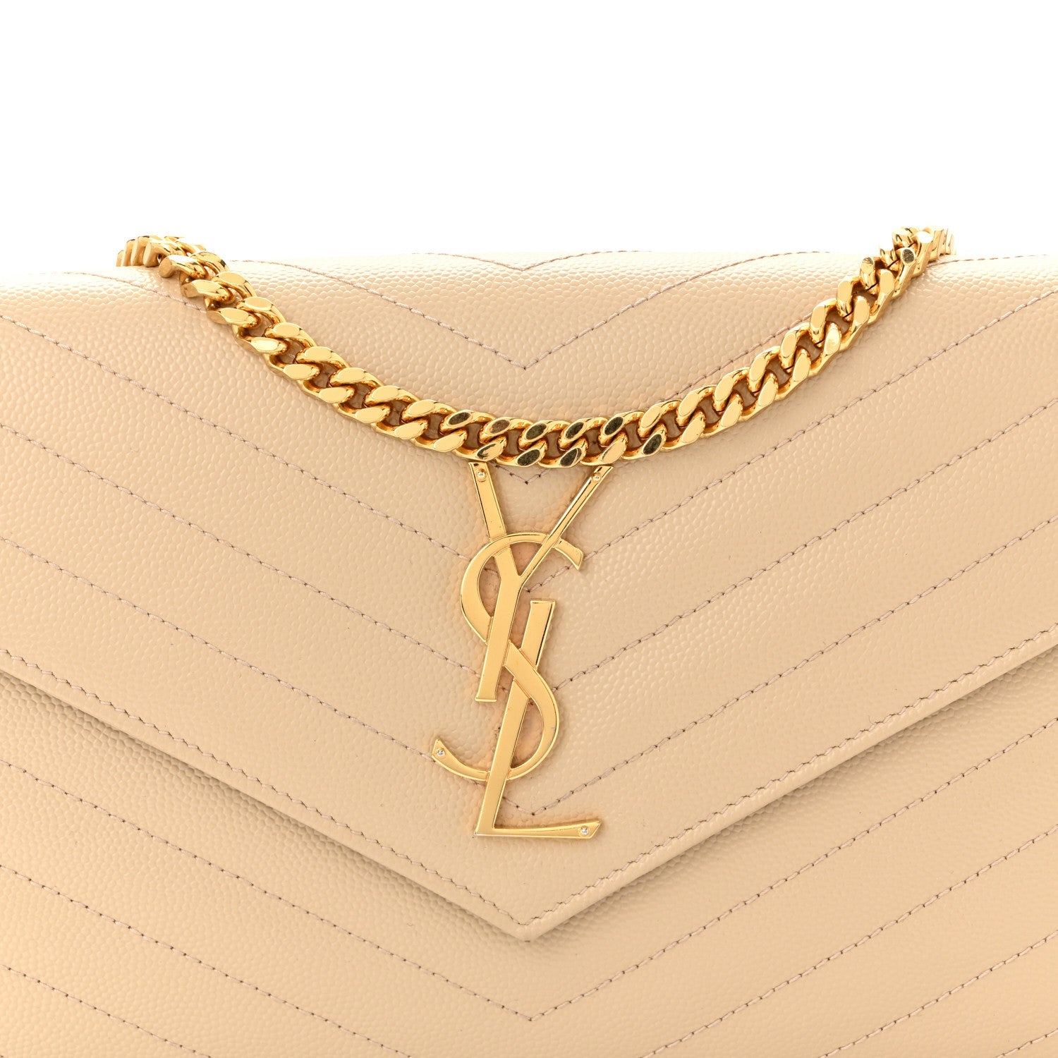 Grain De Poudre Matelasse Chevron Monogram Chain Wallet Nude Powder