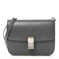 Box Calfskin Medium Classic Box Flap Bag Zinc