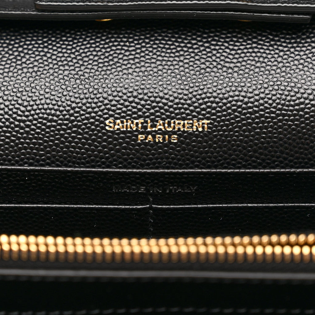 Grain De Poudre Matelasse Chevron Monogram Chain Wallet Black
