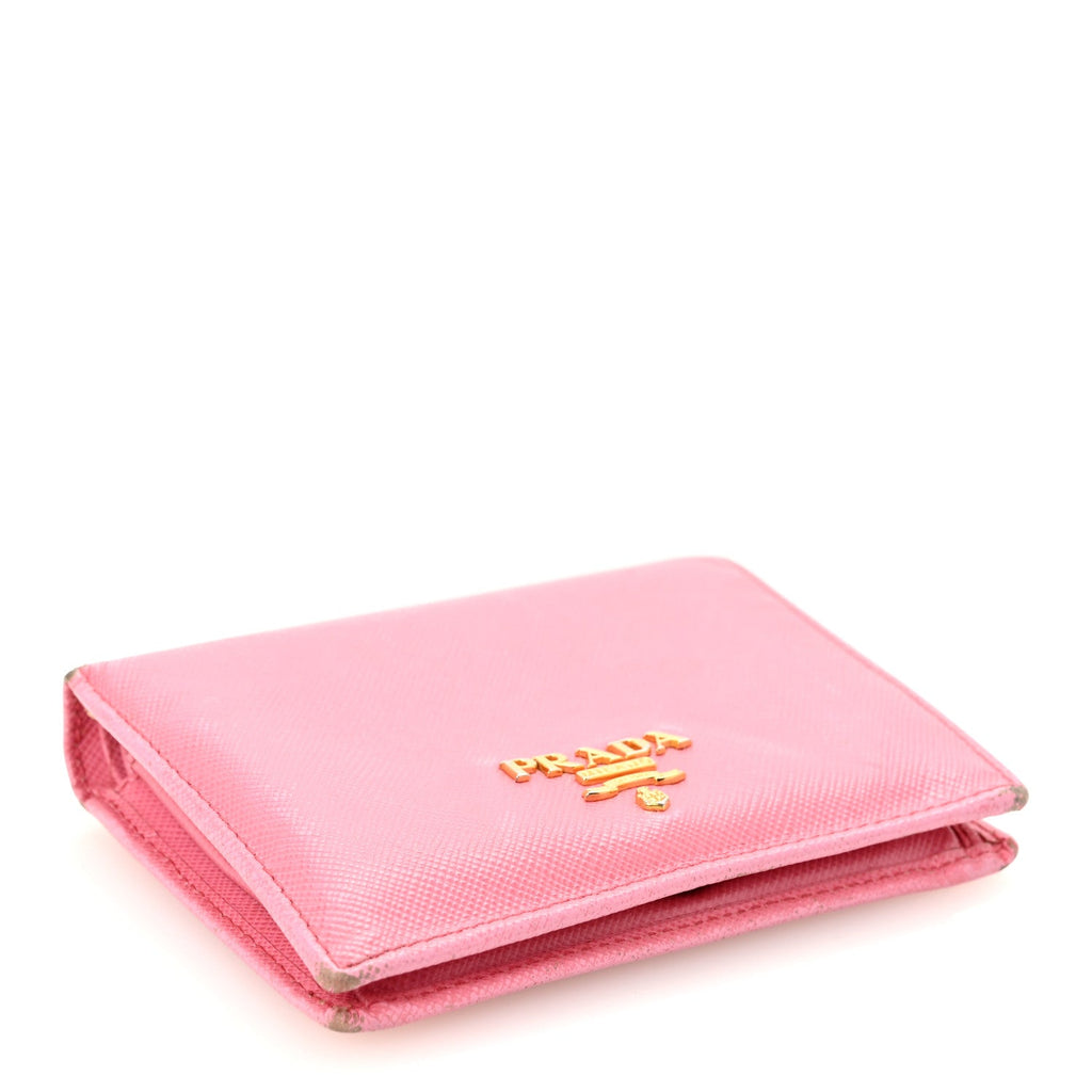 Saffiano Metal Compact Snap Bi-Fold Wallet Geranio