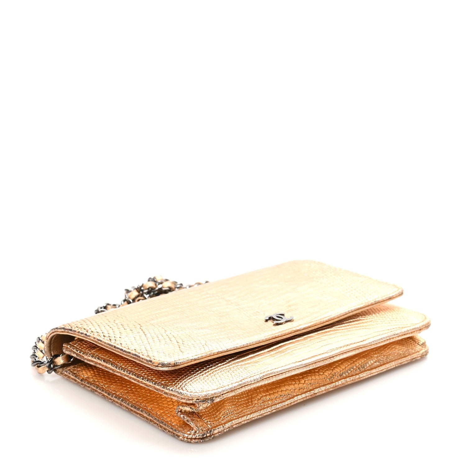 Metallic Lizard Wallet on Chain WOC Gold