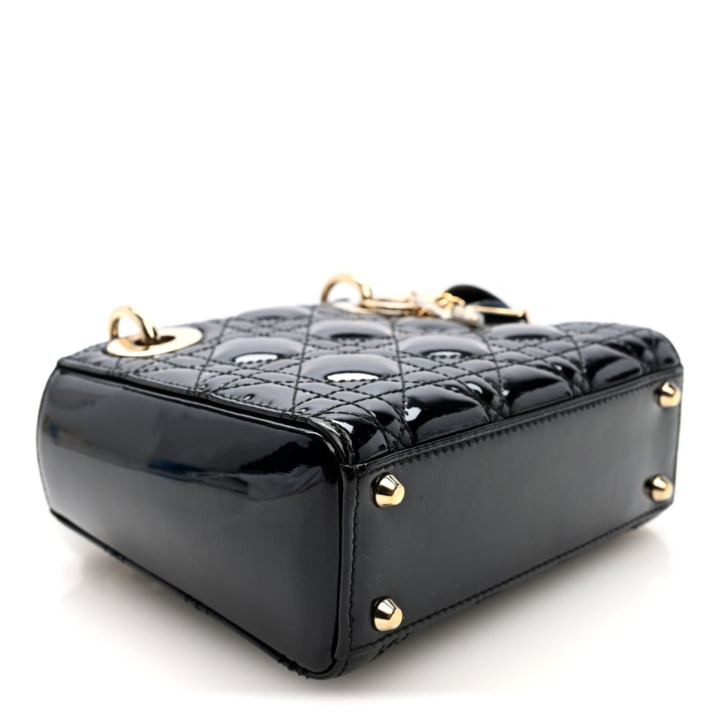 Patent Cannage Mini Lady Dior Black