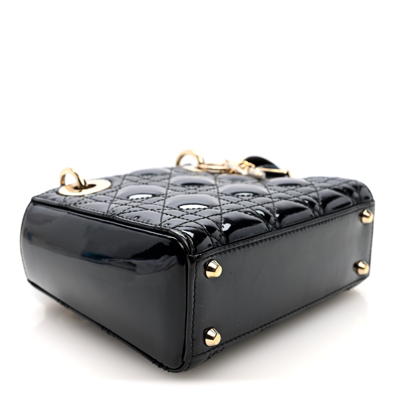 Patent Cannage Mini Lady Dior Black
