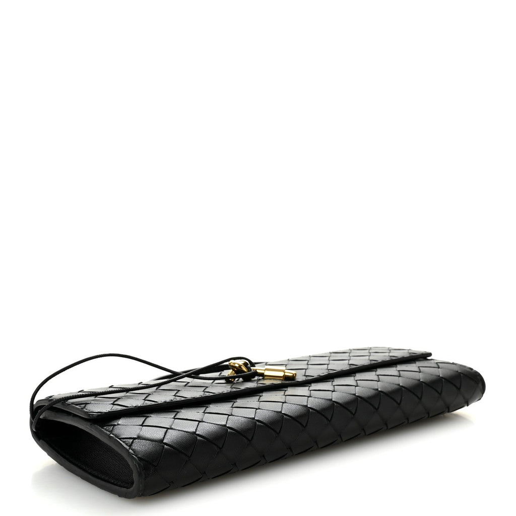 Nappa Intrecciato Long Andiamo Top Handle Clutch Black