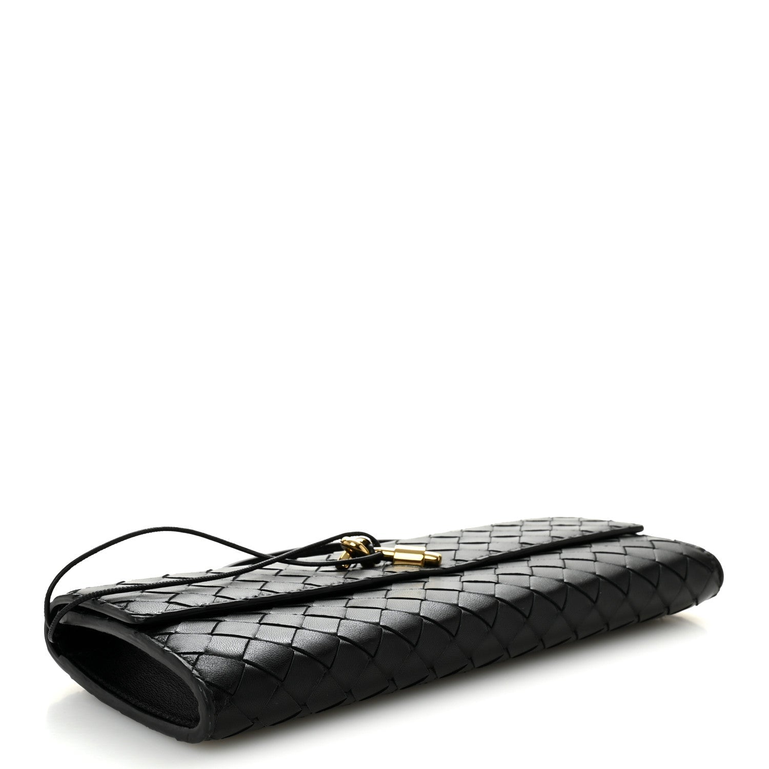 Nappa Intrecciato Long Andiamo Top Handle Clutch Black
