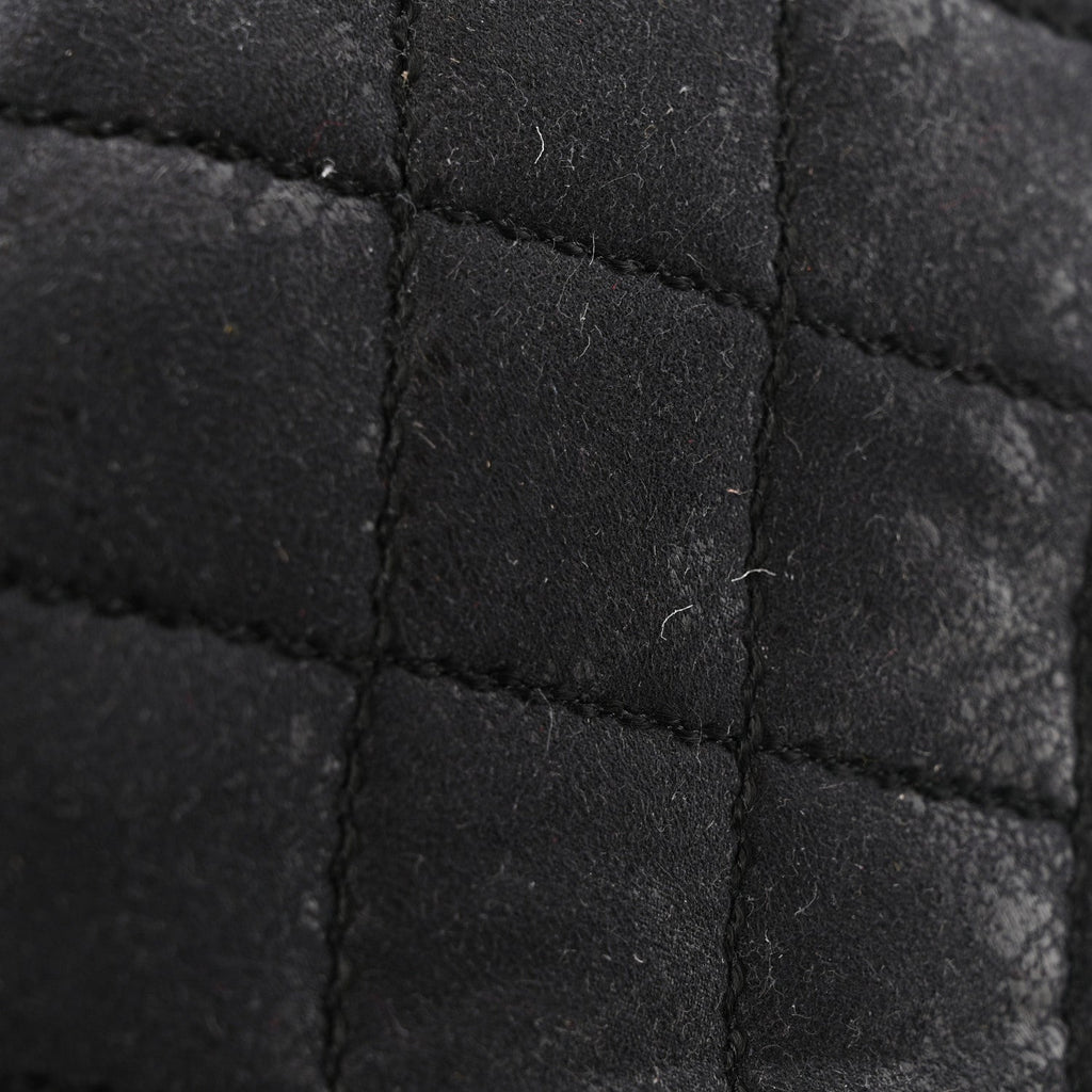 Shaggy Deer Quilted Falabella Fold Over Clutch Black