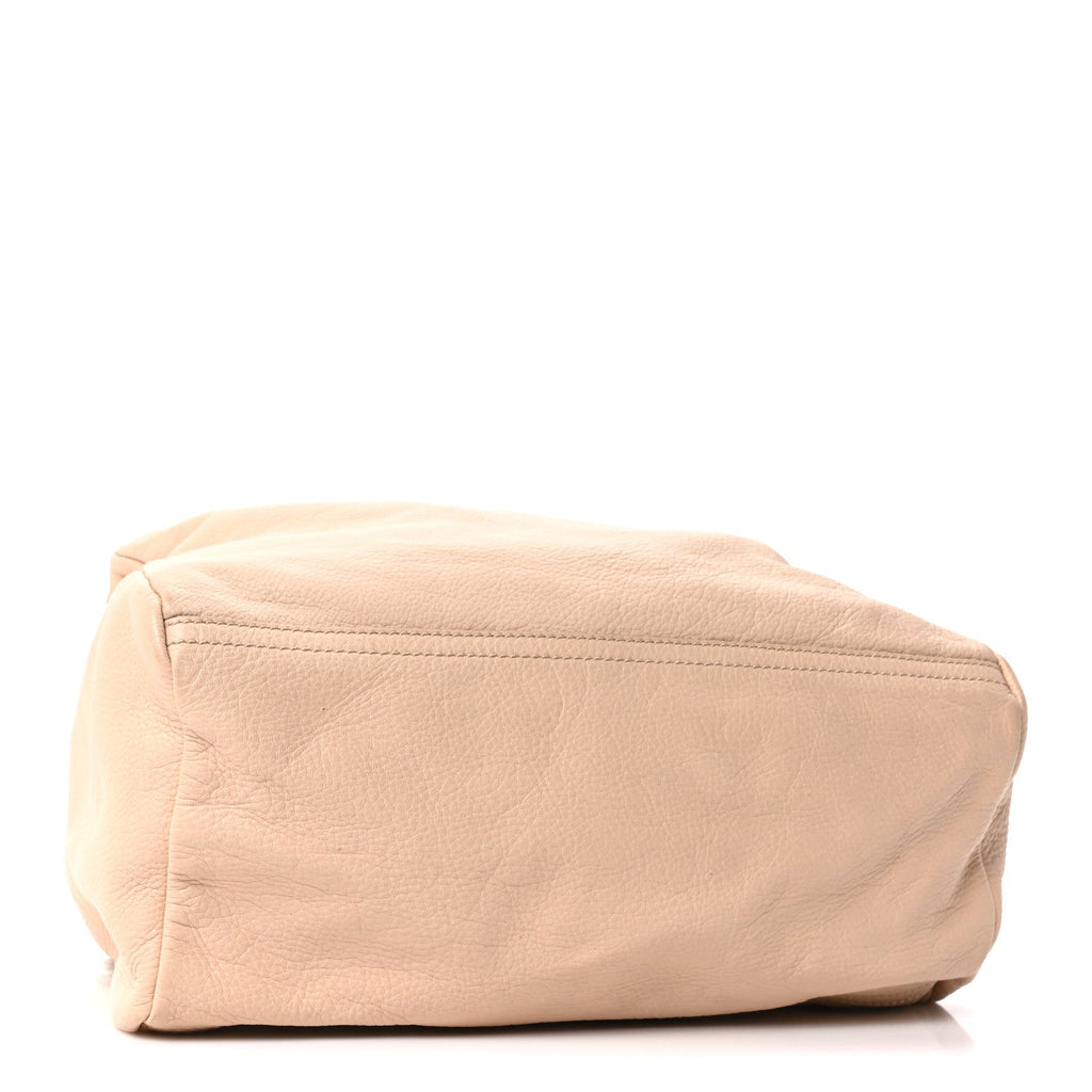 Bubble Calfskin Studded Pandora Light Beige