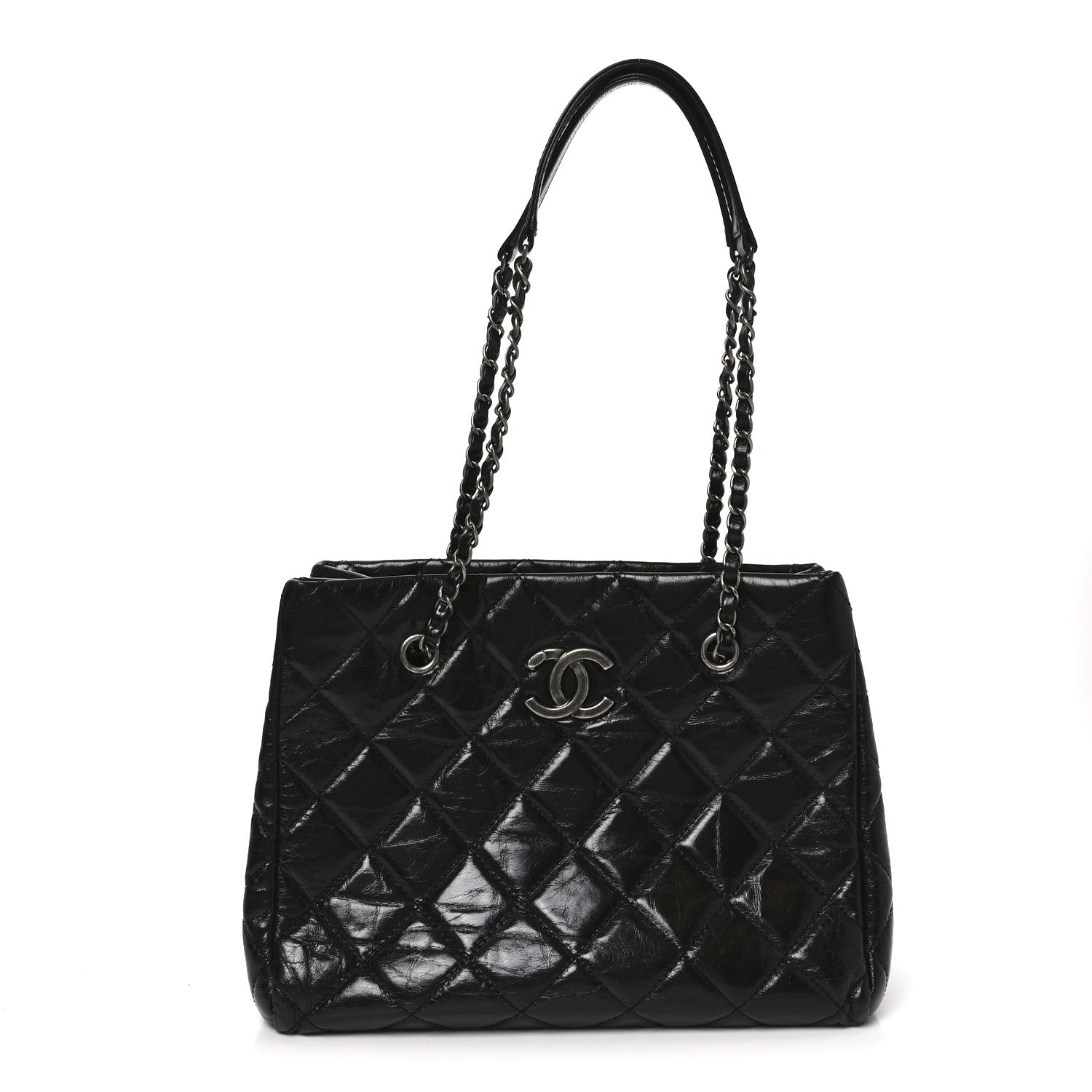Calfskin Quilted Small Coco Soft Tote Black
