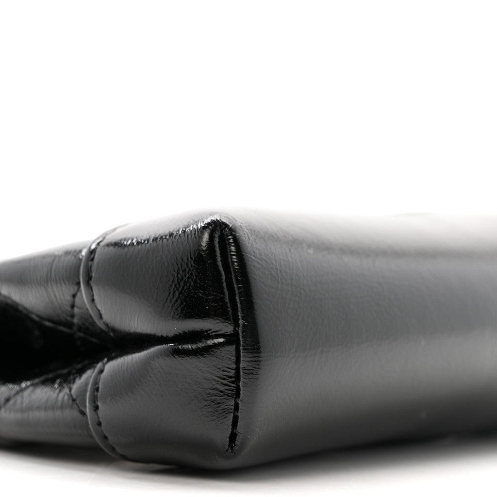 Shiny Lambskin Quilted Micro 31 Clutch With Chain Black
