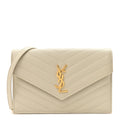 Grain De Poudre Matelasse Chevron Monogram Envelope Chain Wallet Crema Soft