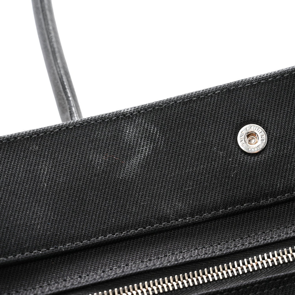 Linen Calfskin Rive Gauche Tote Black