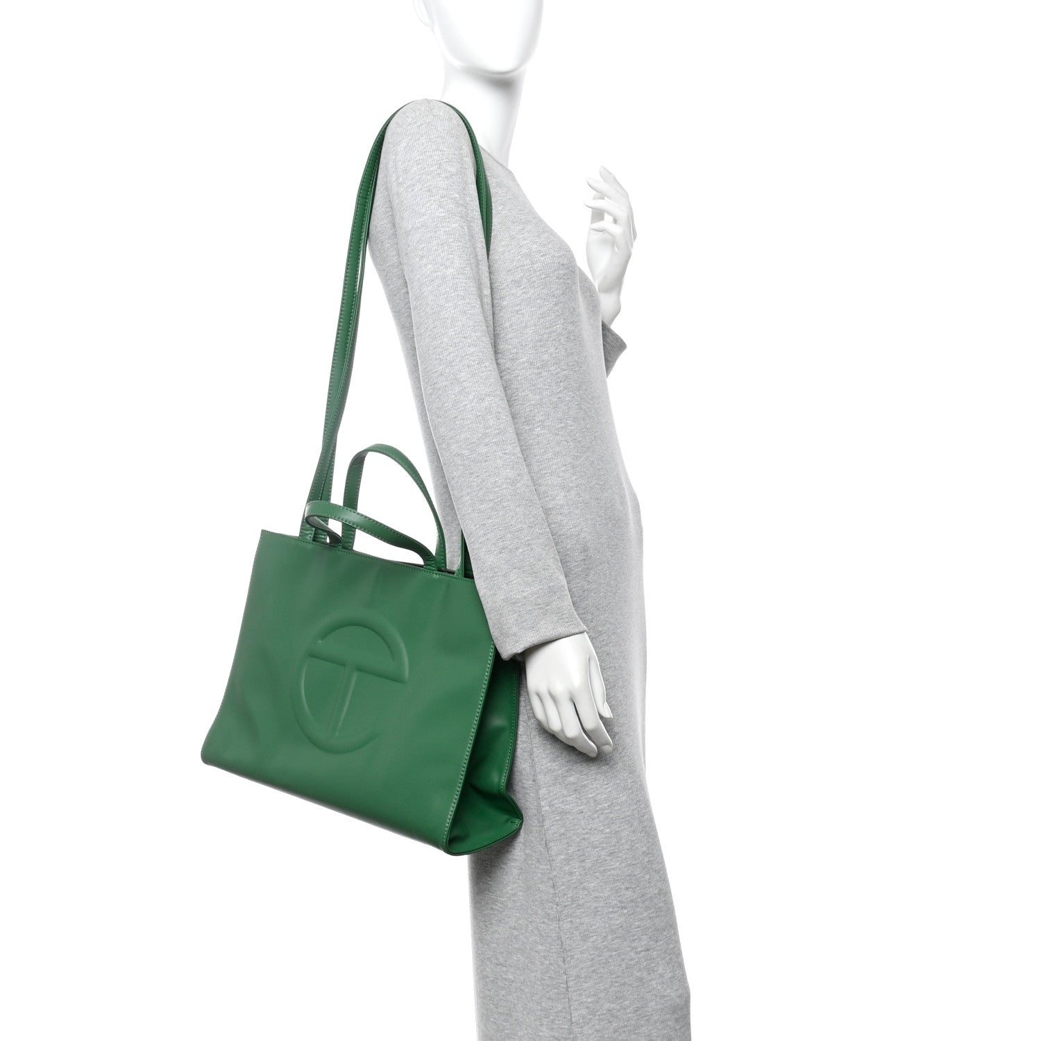 Vegan Leather Medium Shopping Bag Greenscreen