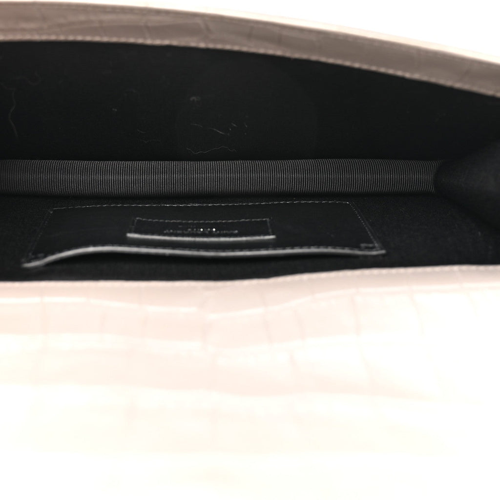 Croc Embossed Calfskin Classic Kate Monogram Clutch Fog