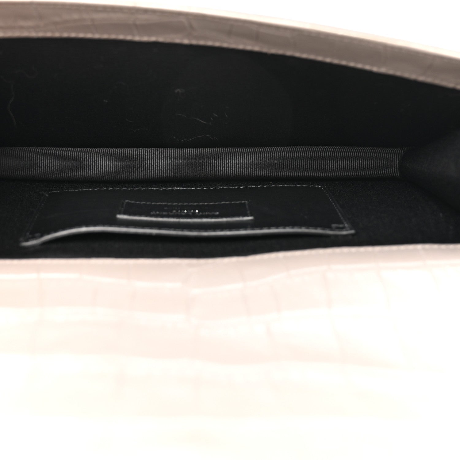 Croc Embossed Calfskin Classic Kate Monogram Clutch Fog