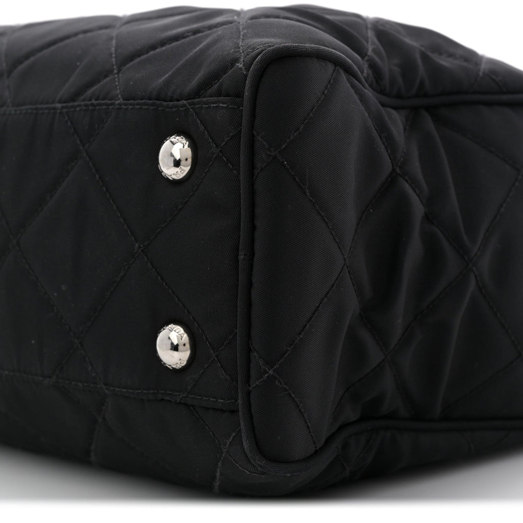 Nylon Tessuto Impuntu Quilted Shoulder Bag Black