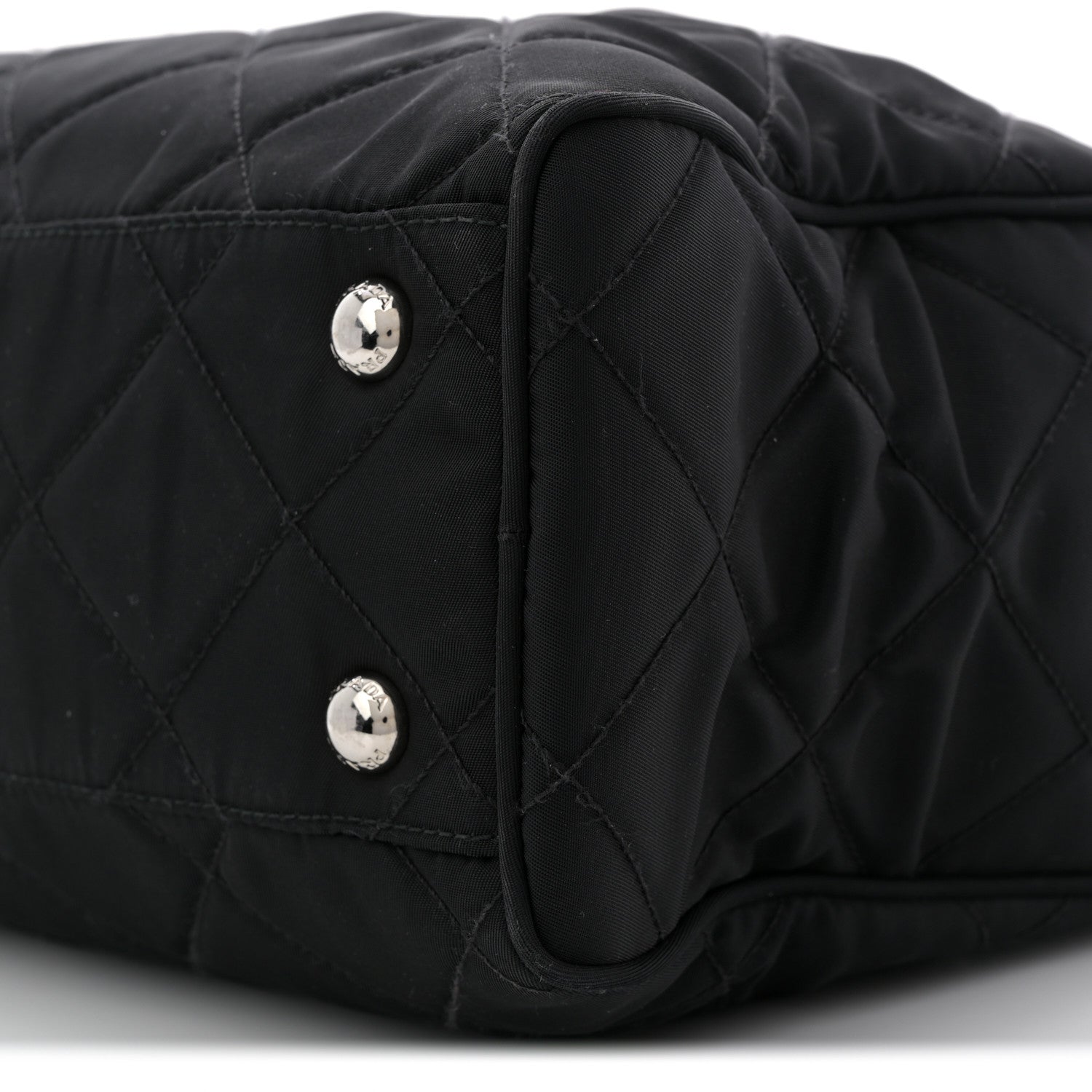 Nylon Tessuto Impuntu Quilted Shoulder Bag Black