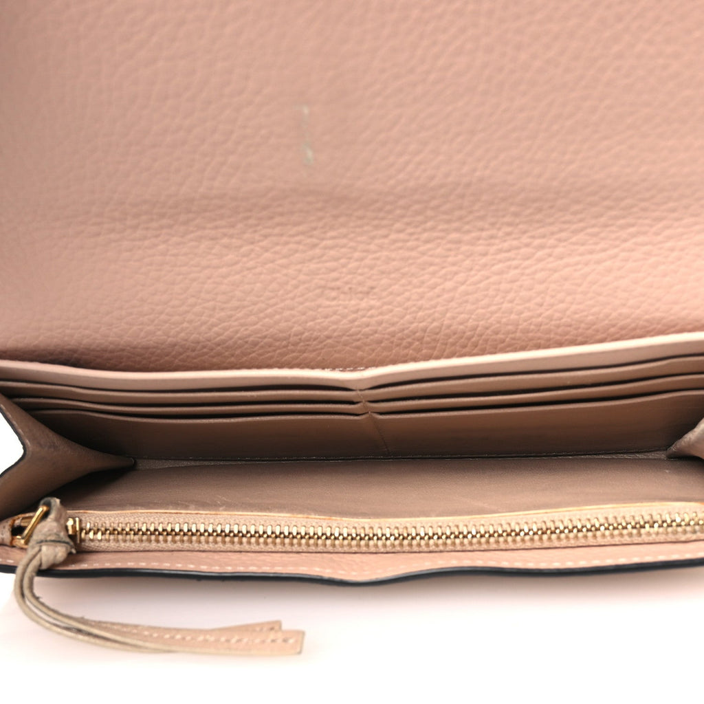 Calfskin Alphabet Long Wallet Blush Nude