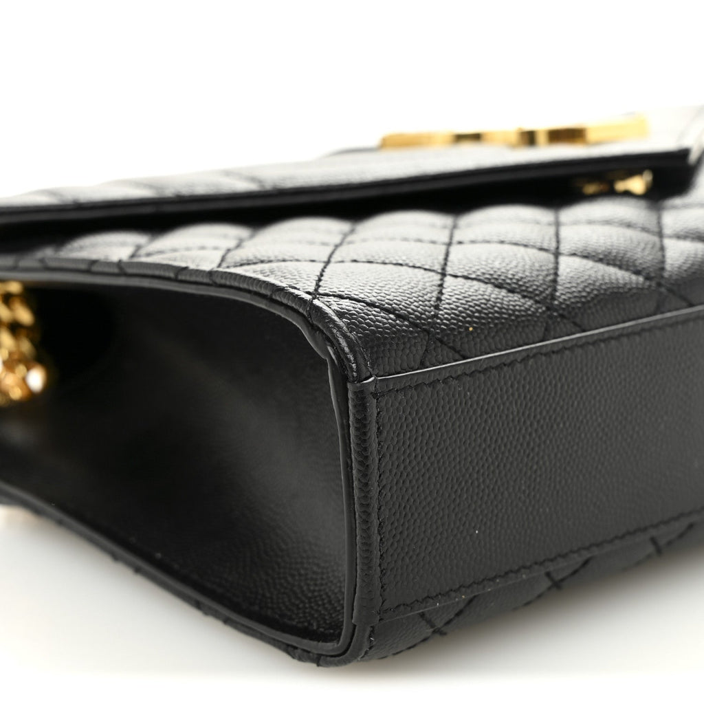 Grain De Poudre Textured Mixed Matelasse Triquilt Medium Monogram Satchel Black