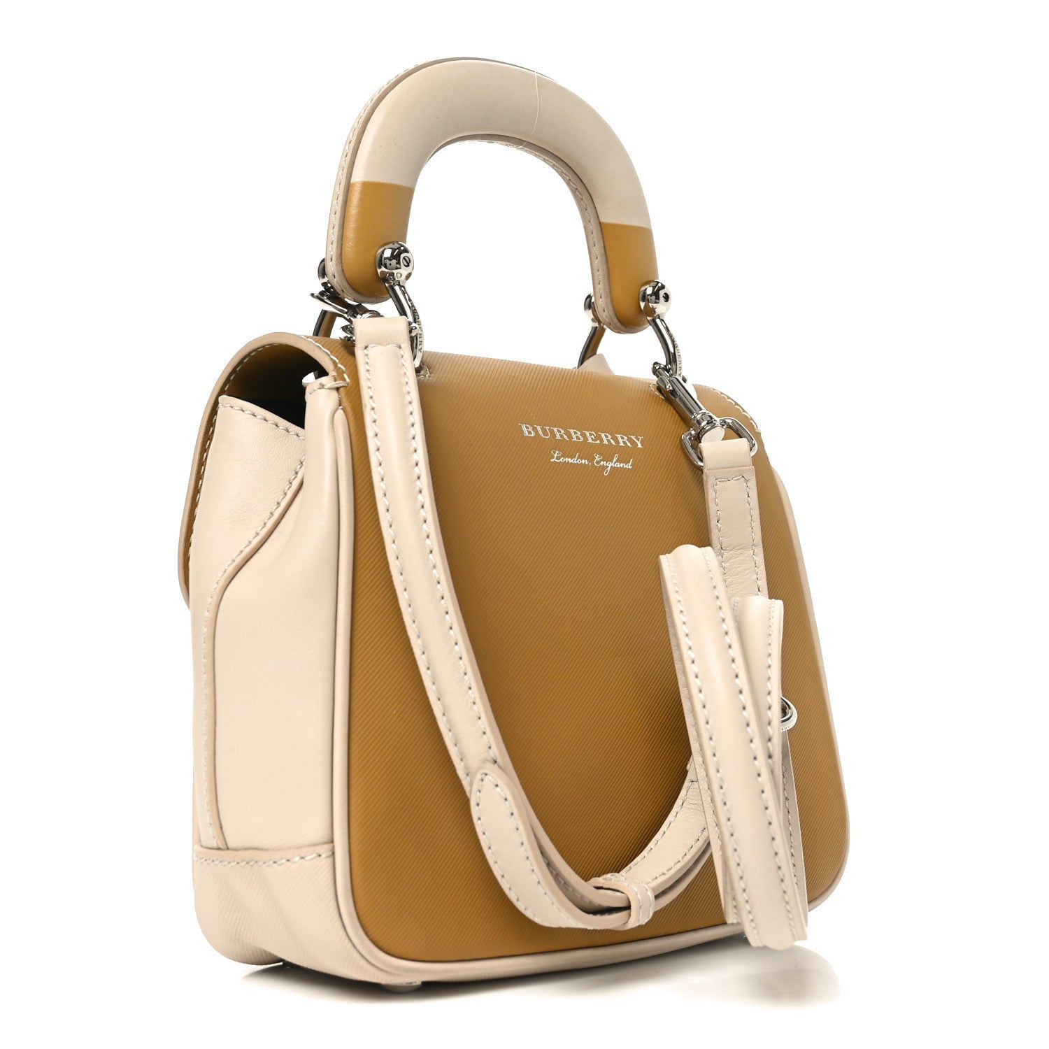 Trench Calfskin Small DK88 Top Handle Bag Limestome Ochre Yellow